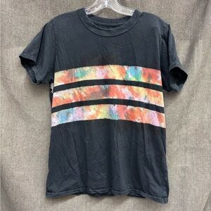 BIG BUD PRESS Black Tie-Dye Stripe T-Shirt S